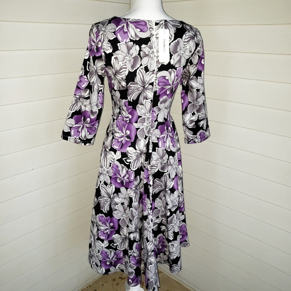 NWT Vintage Retro Style Dark Floral Dress - Picture 4 of 7